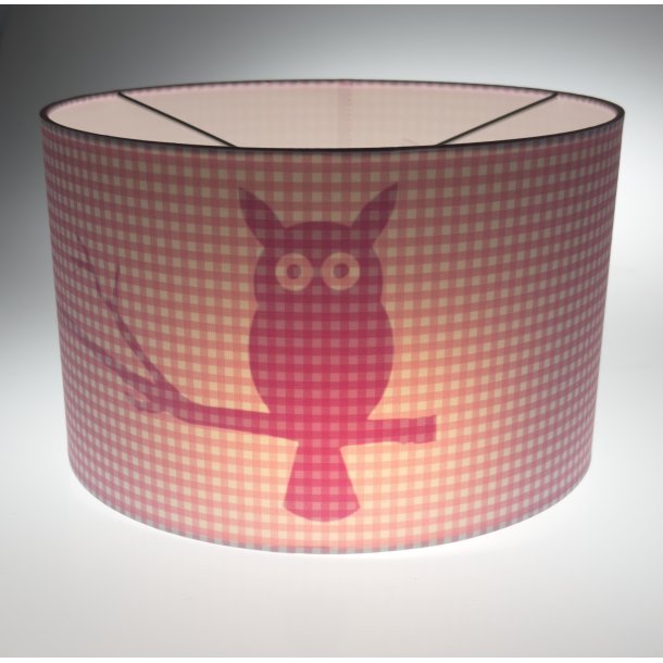 Loftslampe pink - med ugle silhuet